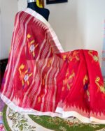 Red Floral Monipuri Saree - Image 2